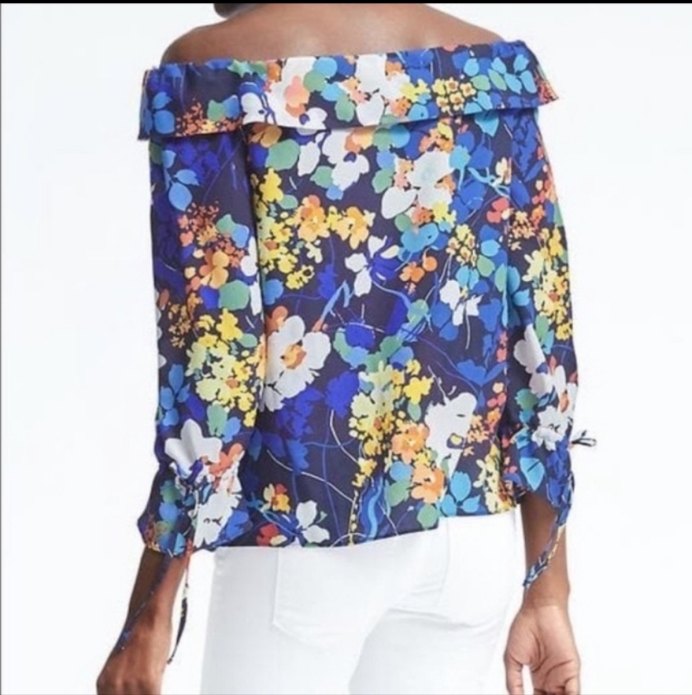 Banana Republic Off Shoulder Floral Blouse